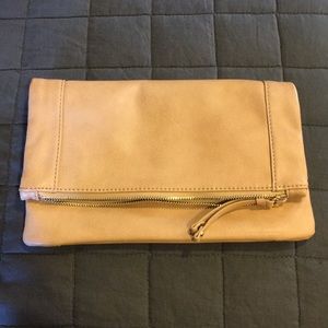 Tan faux leather clutch